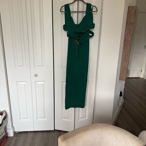 JLUXLABEL Green knitted  Midi Skirt set